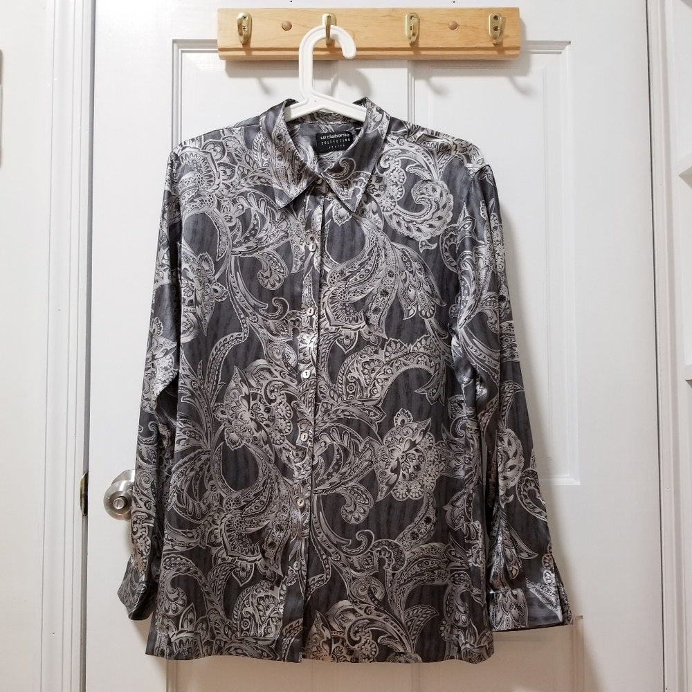 ♠ Liz Claiborne Silk Paisley Shirt Women Size 4P